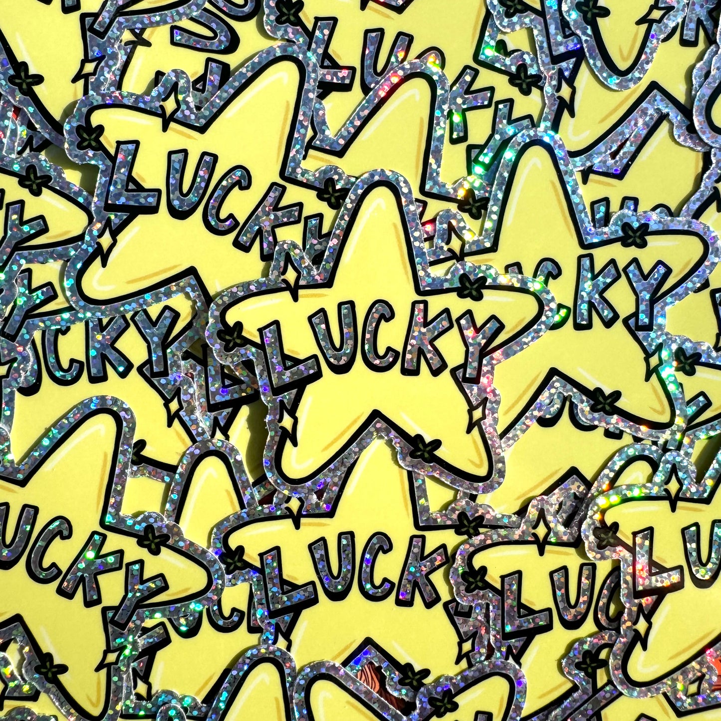 “Lucky” Glitter Star Sticker