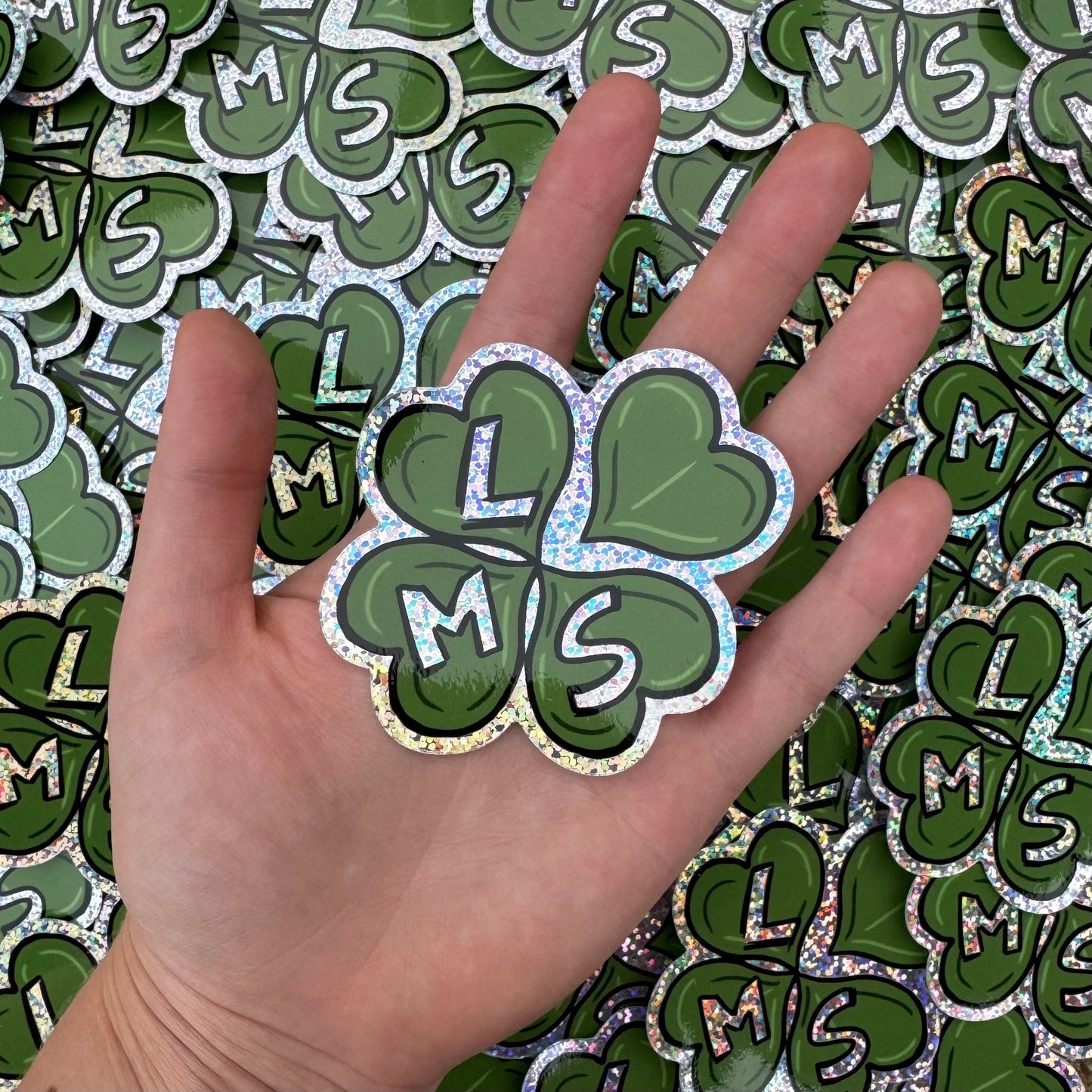 “LMS” Glitter Clover Sticker